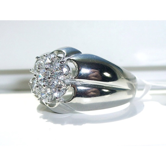 STAINLESS STEEL Men’s AAA Grade CZ Cluster Ring - Picture 2 of 14